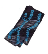 Windhorse Trading 8128BK Black Leaf Embroidered Cotton Hand Warmer Fingerless Gloves