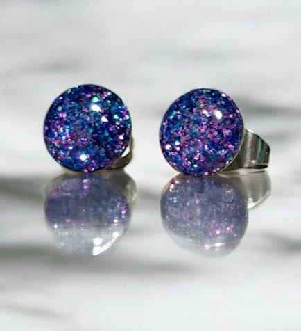Susan Reed GBPU PURPLE Mini Glitter Bomb Post Earrings