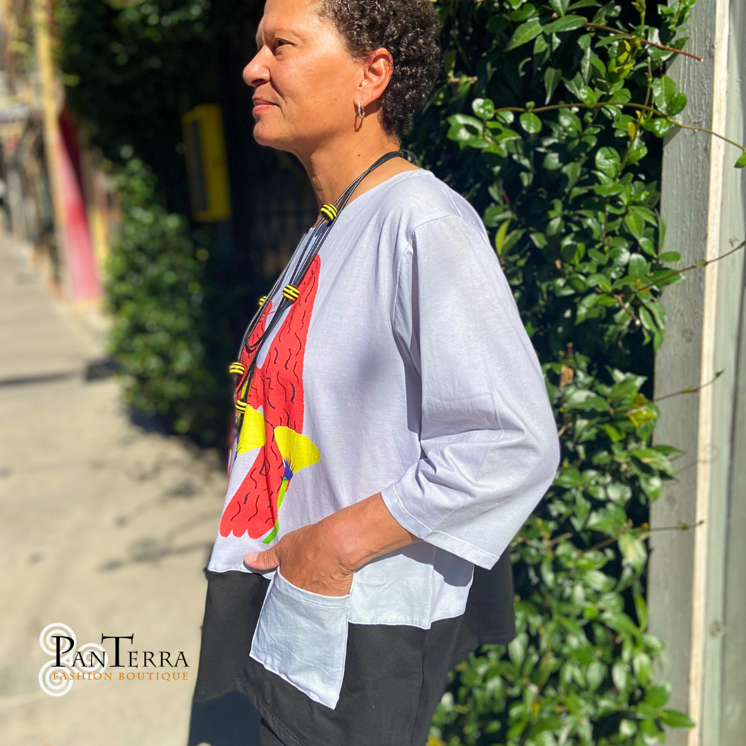 Cupcake CL152018 Poppy Cat 100% Cotton 3/4 Sleeve Top