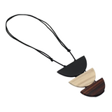 Sylca DW25N03BN Brown Natural Triple Moon Wood Pendant Necklace