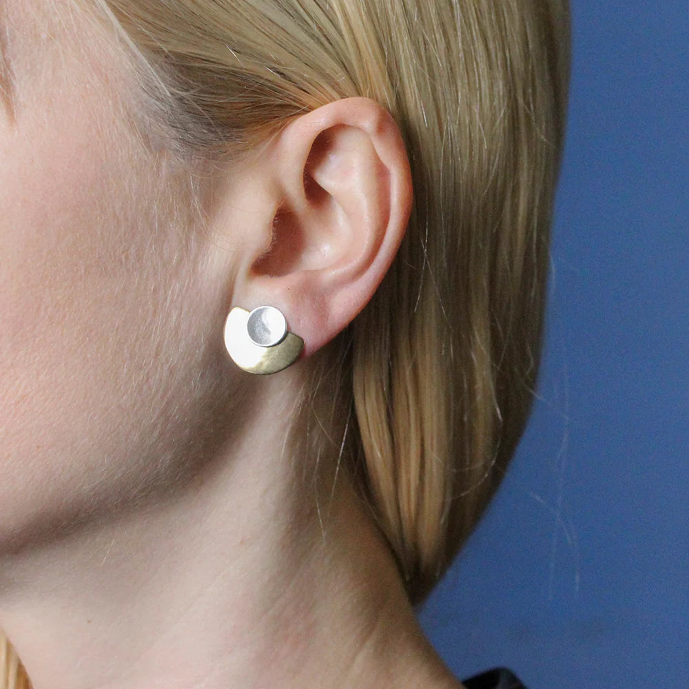 Marjorie Baer E0172DC Dished Disc with Semi Circle Post Earring