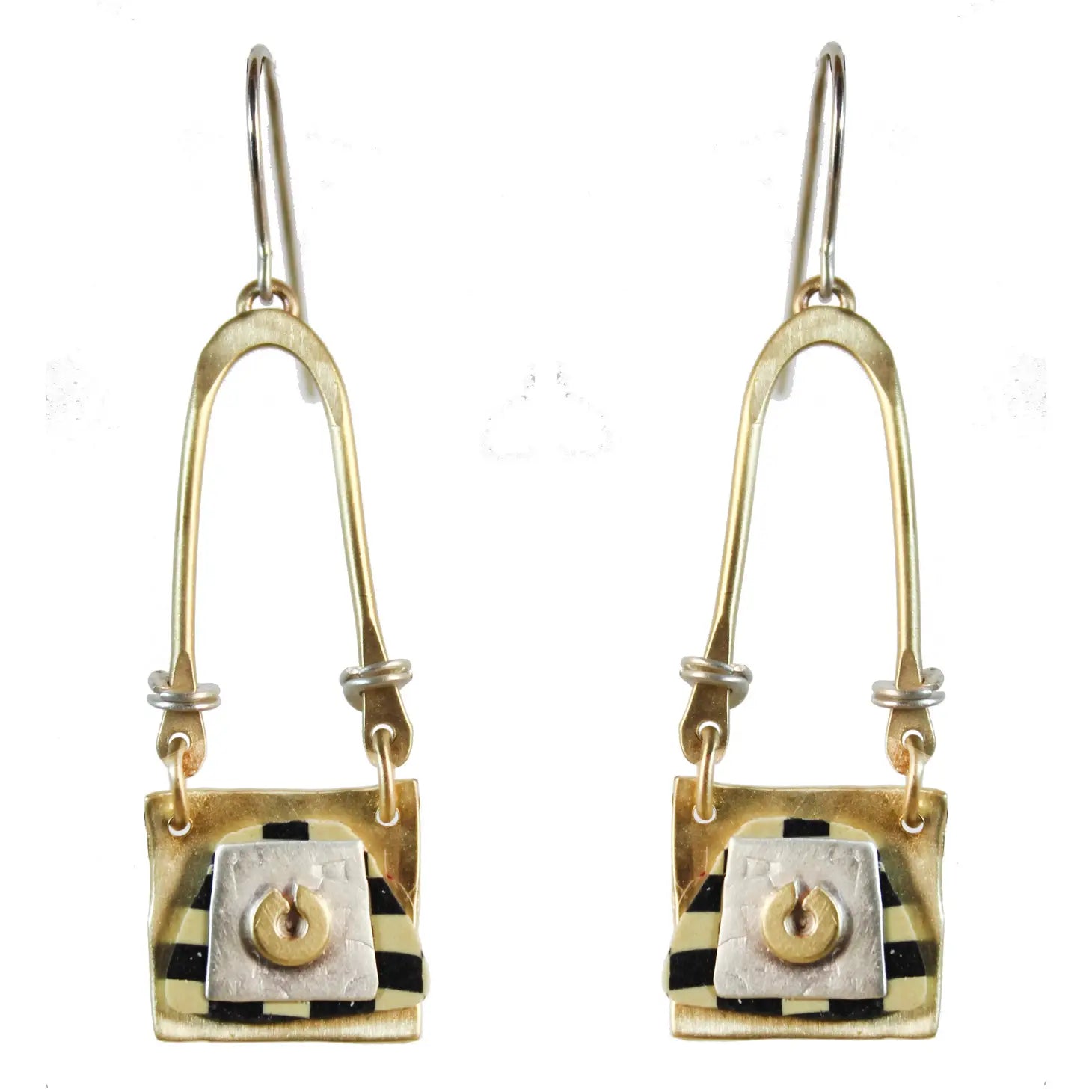 Whitney Designs E3782 Tapestry Earrings Polymer Clay Sterling and Brass
