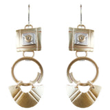Whitney Designs E3872 Techno Funk Earrings Sterling Silver and Brass