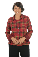 Habitat 40290SC SCARLET Girl Gone Plaid Button Front Mixed Pocket Shirt