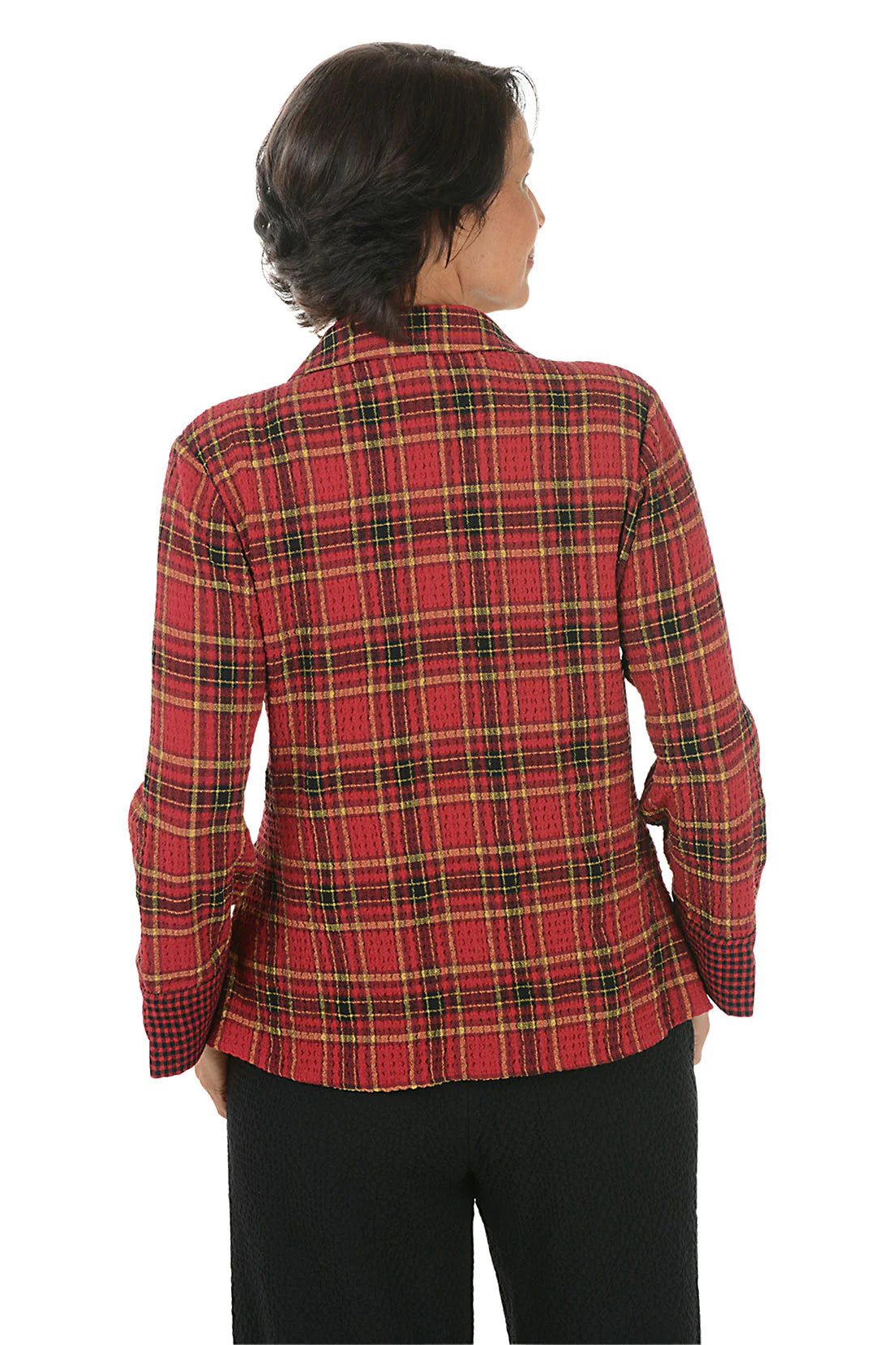 Habitat 40290SC SCARLET Girl Gone Plaid Button Front Mixed Pocket Shirt