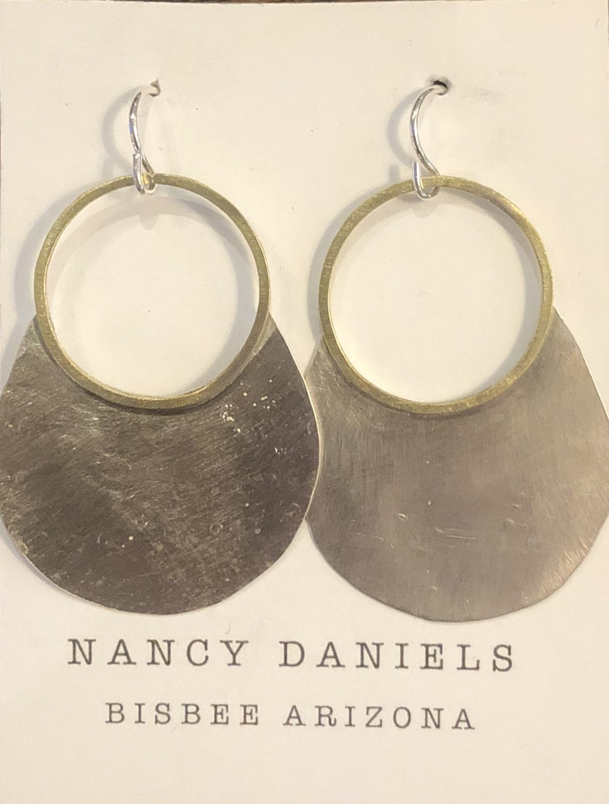 Nancy Daniels Balloon Sterling and Brass Earrings