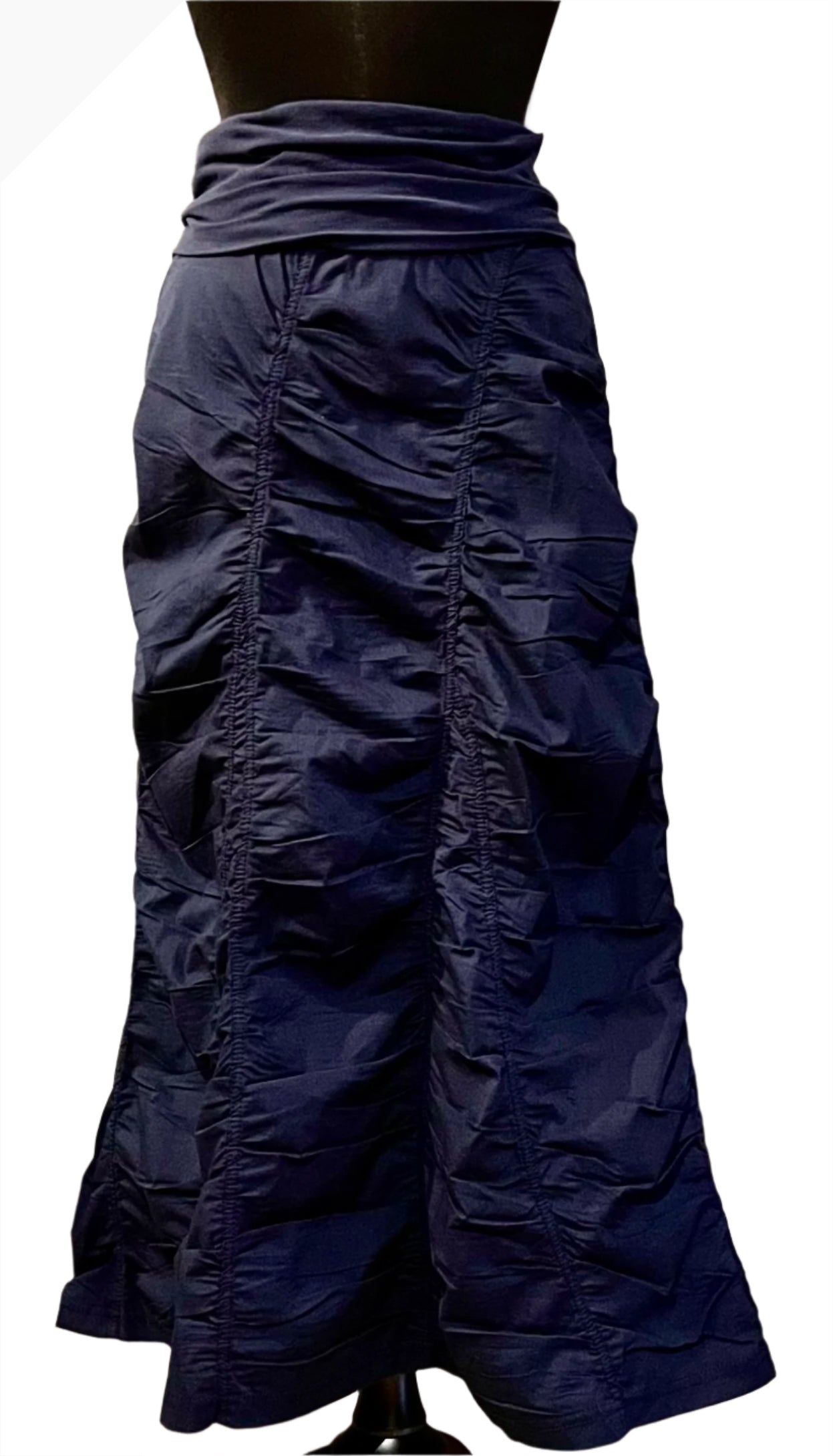 XCVI 2455NV Navy Stretch Poplin Pull On Gored Peasant Skirt