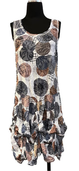 Shana 25007KH Khaki Crinkle Sleeveless Short Bubble Dress