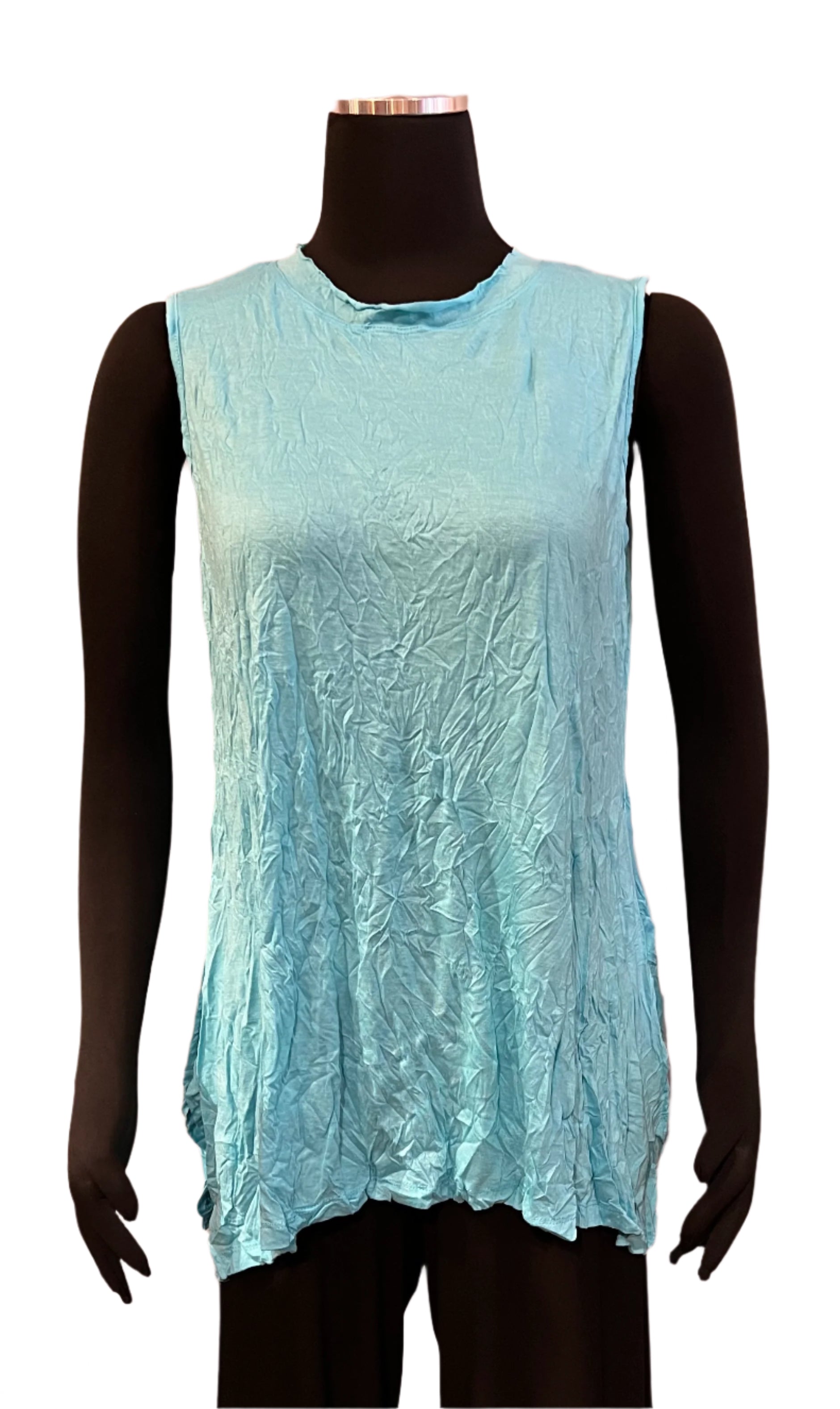 Shana 23028A Aqua Crinkle Tank Top