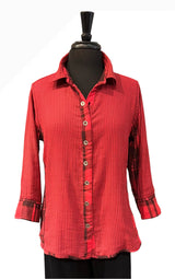 Parsley & Sage 25F40GR Red Plaid Abby Reversible Button Front Shirt