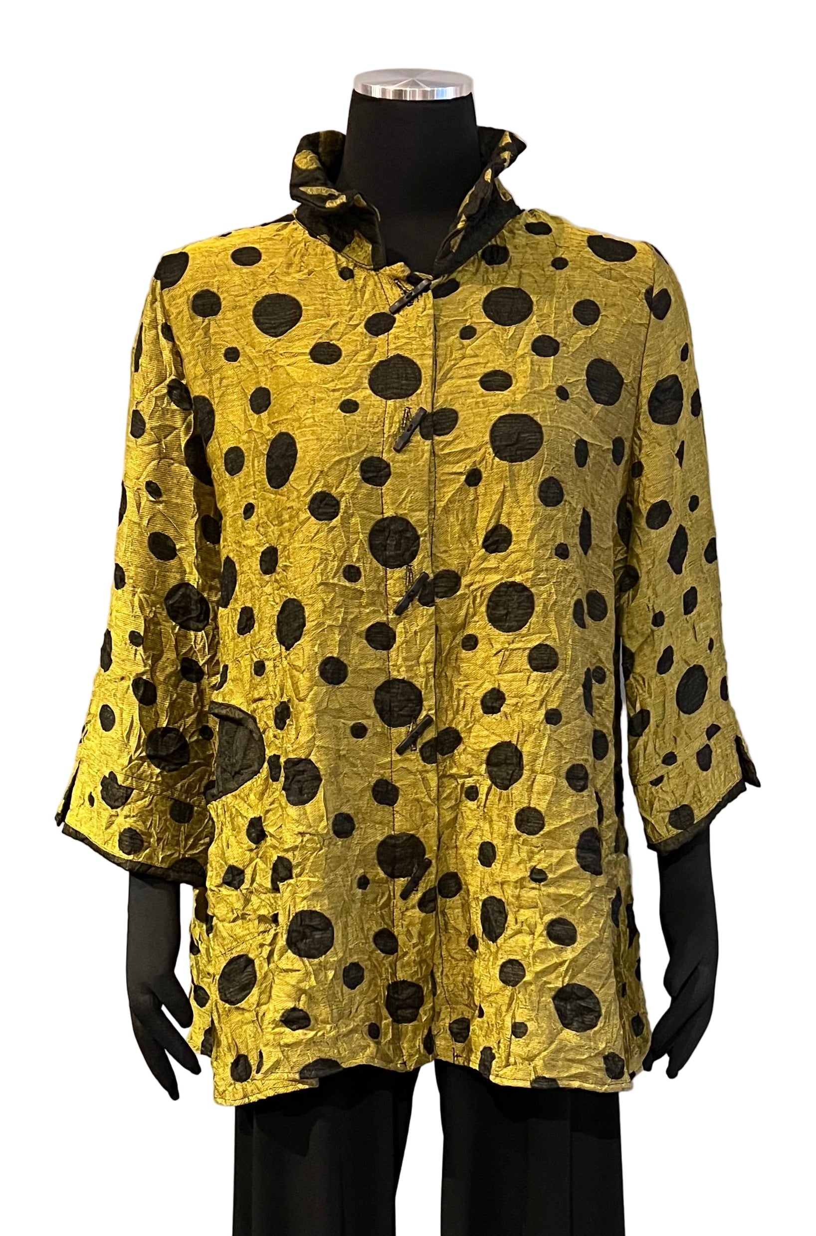 Moonlight 3920KB Kiwi and Black Wire Collar Polka Dot Top