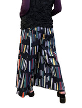 Vanité Couture 24607BK Black One Size Pull-On Pants With Multicolor Vertical Stripe Print