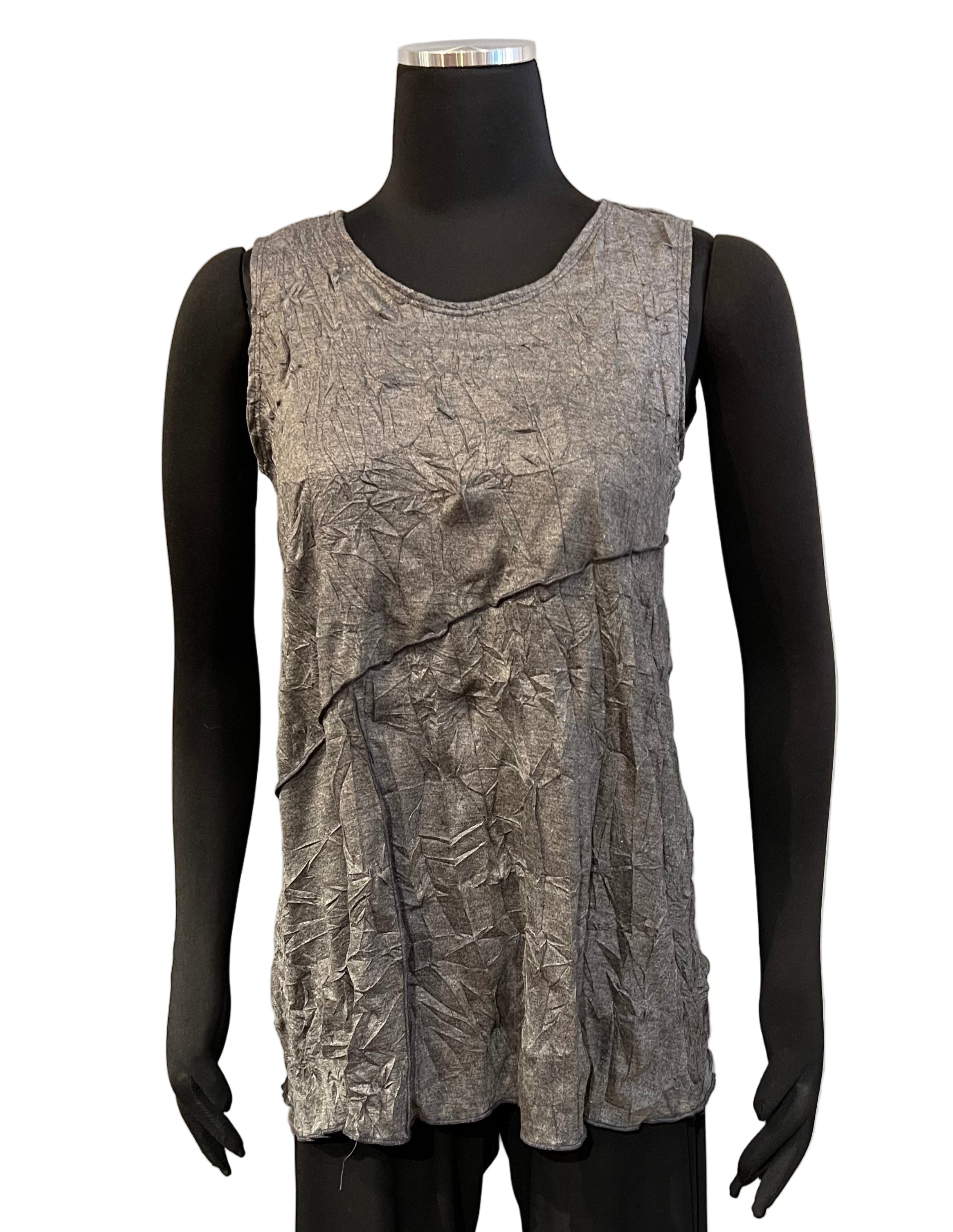 Vine Street 404CH Charcoal Crinkle Tank Top