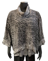 Vine Street 834CH One Size Charcoal Swirl Crinkle Cowl Neck Topper