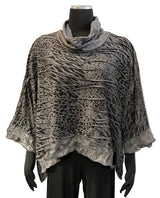 Vine Street 834CH One Size Charcoal Swirl Crinkle Cowl Neck Topper