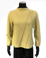 Trisha Tyler TT11981L Lime Long Sleeve Angled Self-Embroidered Mock Neck Sweater