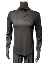Terra T2129BK BLACK One Size Ribbed Raised Exposed Seam Long Sleeve Soft Turtleneck Top