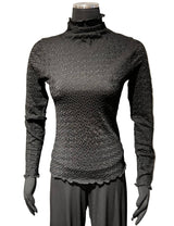 Terra T2126BK BLACK One Size Textured Tissue Weight Turtleneck