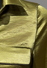 Terra T4625OV OLIVE Sateen Button Front Shirt With Delicate Beaded Trim