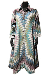 Paper Lace PLG230JG Grey Mix 100% Cotton Quilted Starburst Pattern Reversible Duster Coat