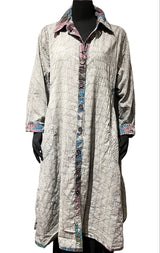 Paper Lace PLG230JG Grey Mix 100% Cotton Quilted Starburst Pattern Reversible Duster Coat