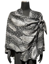 Rapti BS81 Black/Grey One Size 100% Cashmere Reversible Buckle Shawl