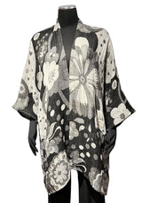 ANU 19828BW Malsa Black & White Canyon 100% Wool Embroidered Duster Jacket