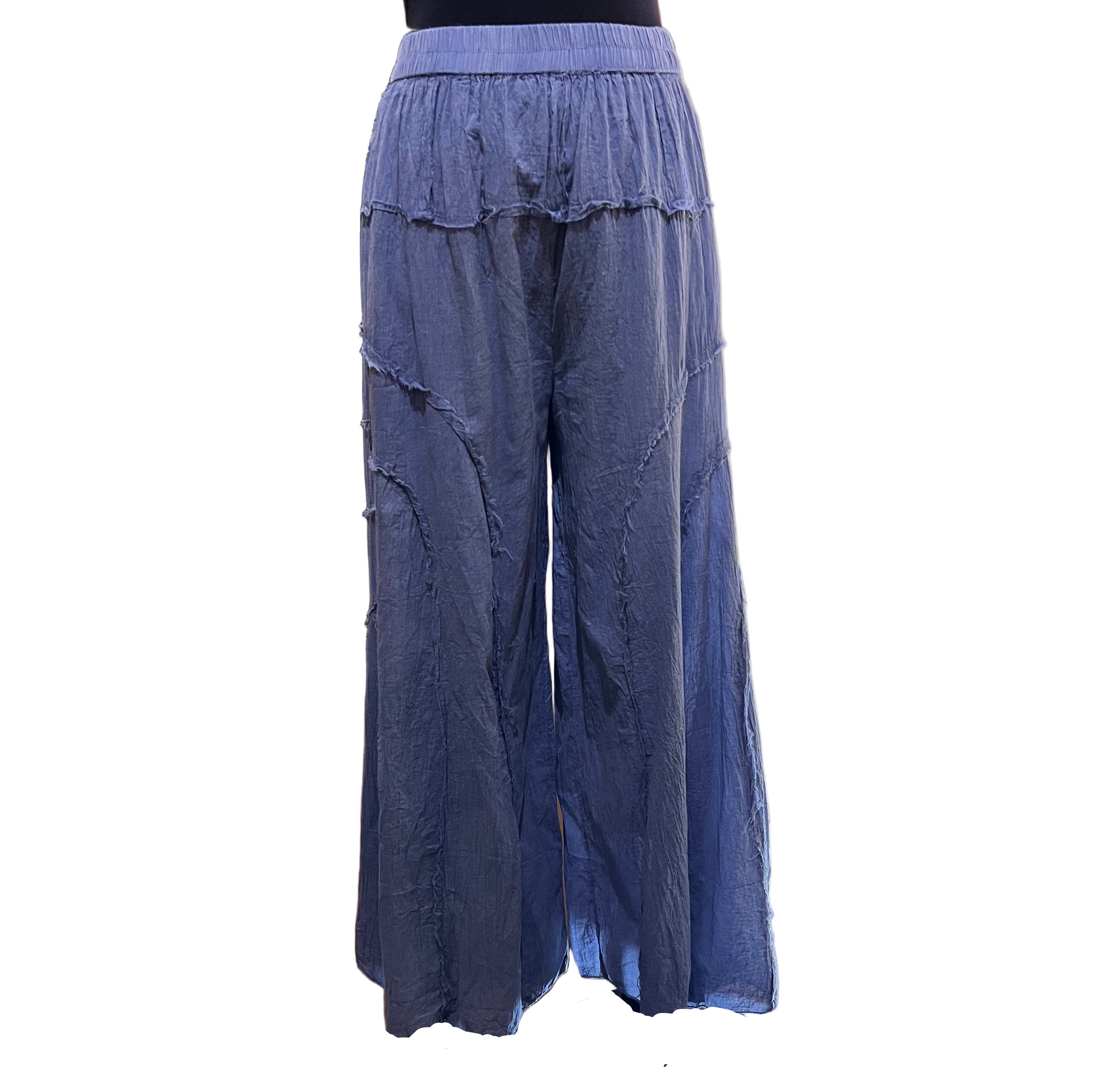 Apparel Love 44DN Denim Blue 100% Cotton Lined Pull-On Wide Leg Pants