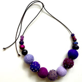 Two Son Jewelry FBLPP PURPLE Felt Ball Necklace On Leather