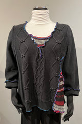 Rags 2 Riches (Size: L/XL) Black Upcycled Knit Long-Sleeve Sweater