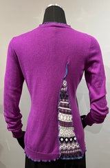 Rags 2 Riches (Size: M) Penelope Purple Knit Upcycled Long Sleeve Top