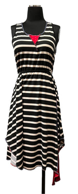 Rags 2 Riches (Size: XS/S) Black and White Striped Upcycled Knit Sleeveless Dress