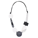 Sylca LS25N28BW Black and White Vespera Geometric Statement Necklace