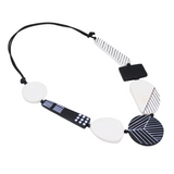 Sylca LS25N28BW Black and White Vespera Geometric Statement Necklace