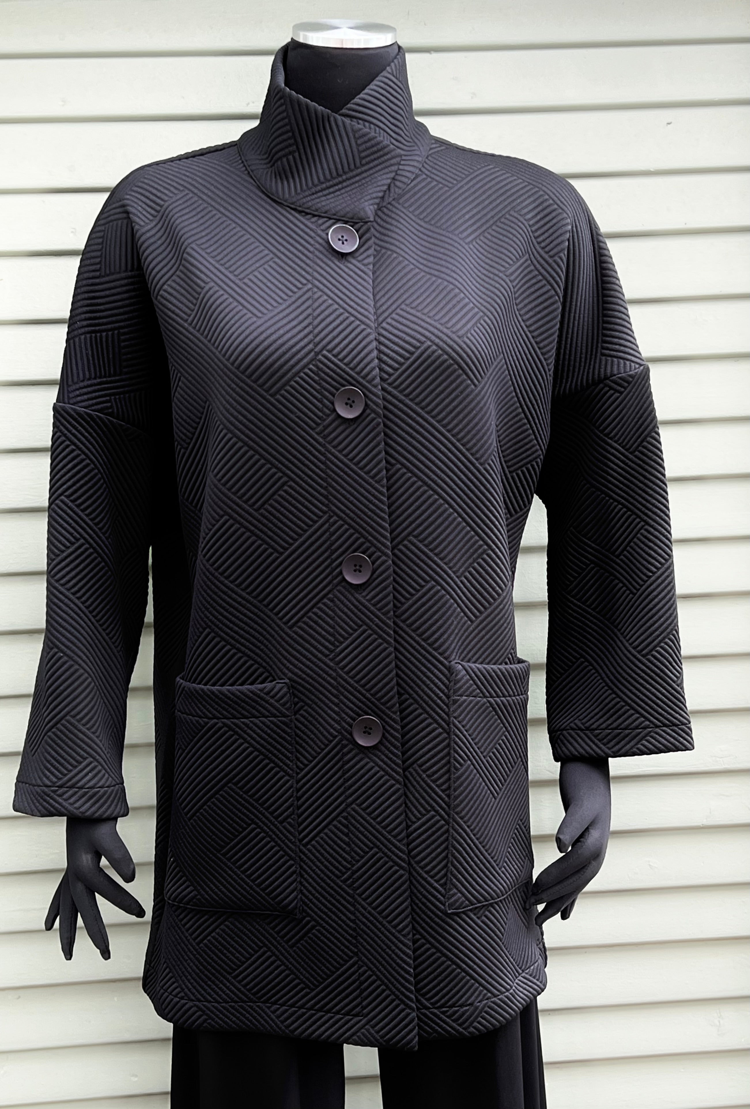 Christopher Calvin 1638BK Black Lattice Quilt Jacket