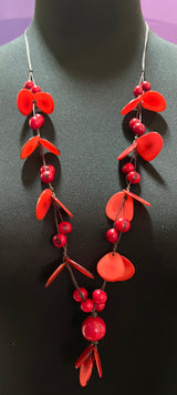 Canoa TSL5 RED Tassels Tagua Necklace
