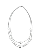 Sea Lily S77A Three Strand Tiered Piano Wire Necklace With Silver Discs