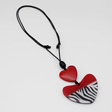 Sylca LS23N41 Uma Zebra Print Heart Pendant Necklace