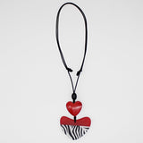Sylca LS23N41 Uma Zebra Print Heart Pendant Necklace