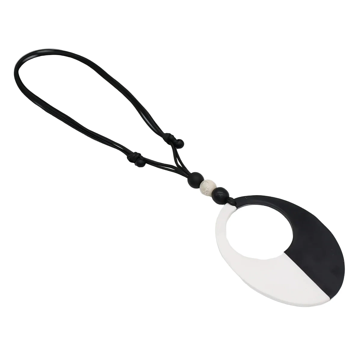 Sylca LS25N13BK Oval Victoria Black White Pendant Necklace