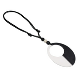 Sylca LS25N13BK Oval Victoria Black White Pendant Necklace