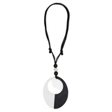 Sylca LS25N13BK Oval Victoria Black White Pendant Necklace