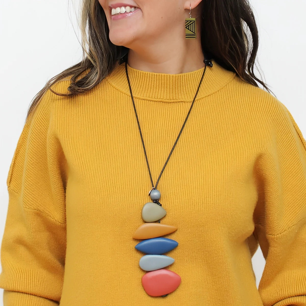 Sylca LS25N33MU Multicolor StoneStack Statement Pendant Necklace