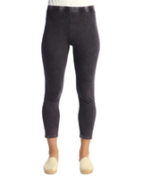 Jess & Jane M37BK BLACK Mineral Washed Cotton Spandex Crop Leggings
