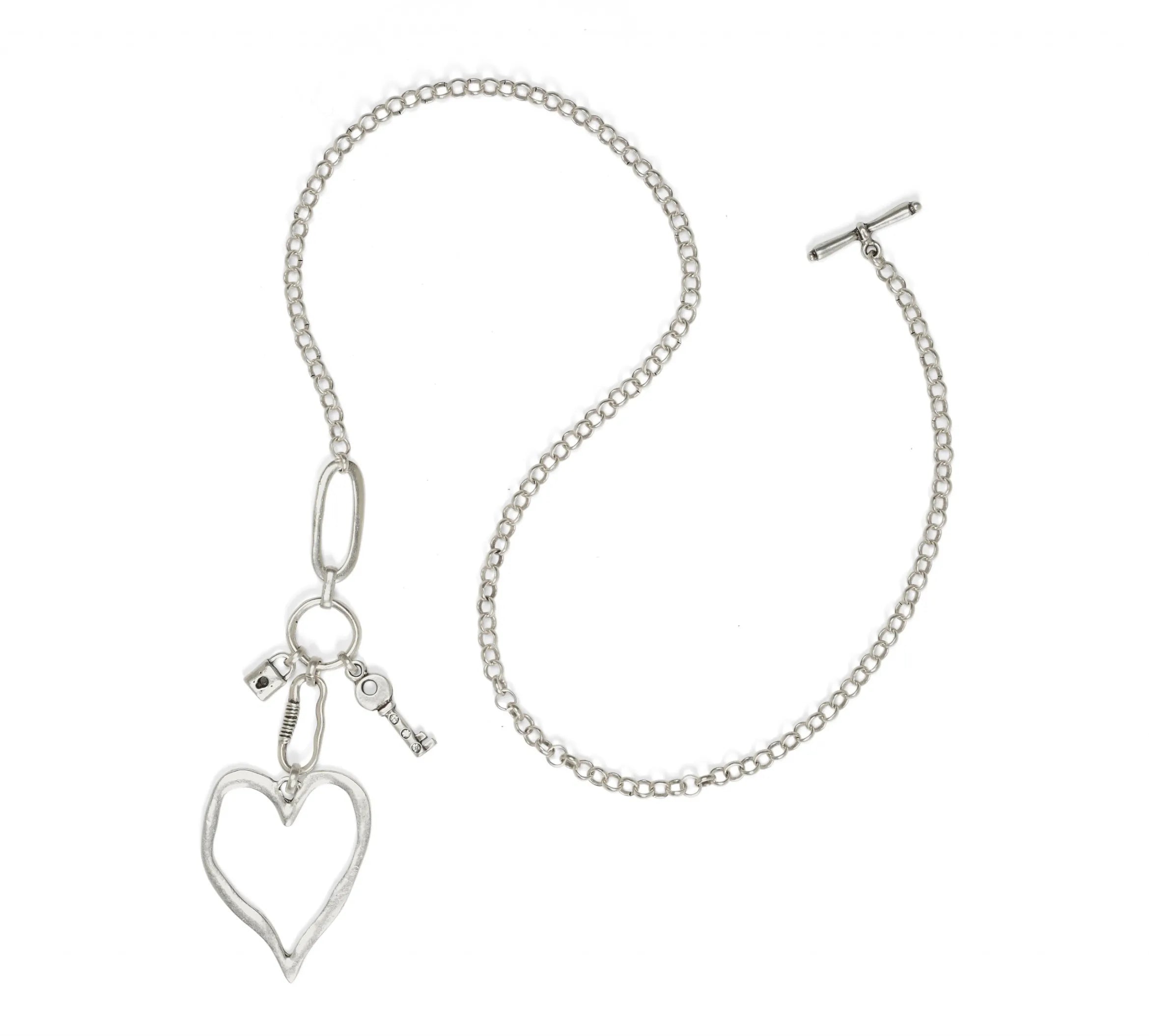 Chanour NN3553 Handmade Big Heart Crystal Pewter Necklace