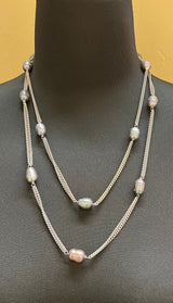 Escape From Paris NPC17NGY Infinity Necklace Grey Chain Tahitian Pearls