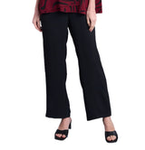 Shana 24852BK Solid Black Airflow Straight Leg Pull-On Pants