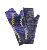 Windhorse Trading 8128BU BLUE Leaf Embroidered Cotton Hand Warmer Fingerless Gloves