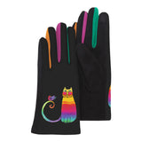 RainCaper G-LB04 Rainbow Cat Laurel Burch Black/Red Texting Gloves