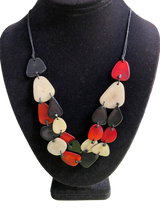 Canoa 2-STRAND Red Black Stone Tagua Necklace